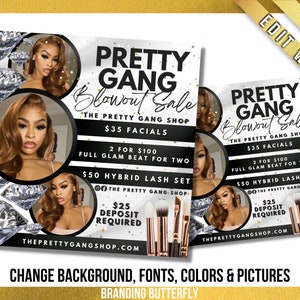 Blowout Sale Flyer Template Bundle - Social Media Flyer - Makeup Artist - Lash - Hair - Boutique Flyer - Promotion Flyer - DIY CANVA Post