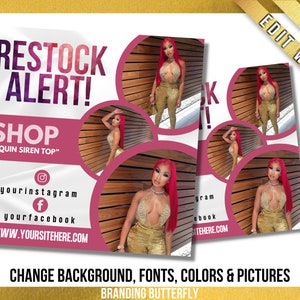 DIY Restock Alert Flyer Template, Social Media Fashion Flyer, Instagram Business Flyer, Lashes, Nails, Hair, Boutique Flyer, DIY, Canva