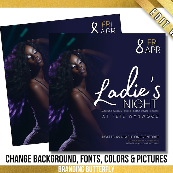 DIY Club Flyer Template,Editable Canva Template, Animated Social Media Flyer, Ladies Night Party Invite Flyer, Urban Event Flyer Bars / Club