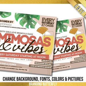 Brunch Party Flyer Template,Editable Canva Template,Social Media Event, Brunch Canva Party Flyer Invite Flyer, Brunch Flyer for Bars / Club