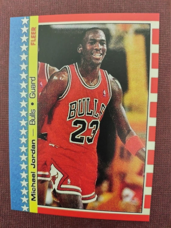 1987 Fleer Basketball Michael Jordan Sticker Card Reprint Etsy