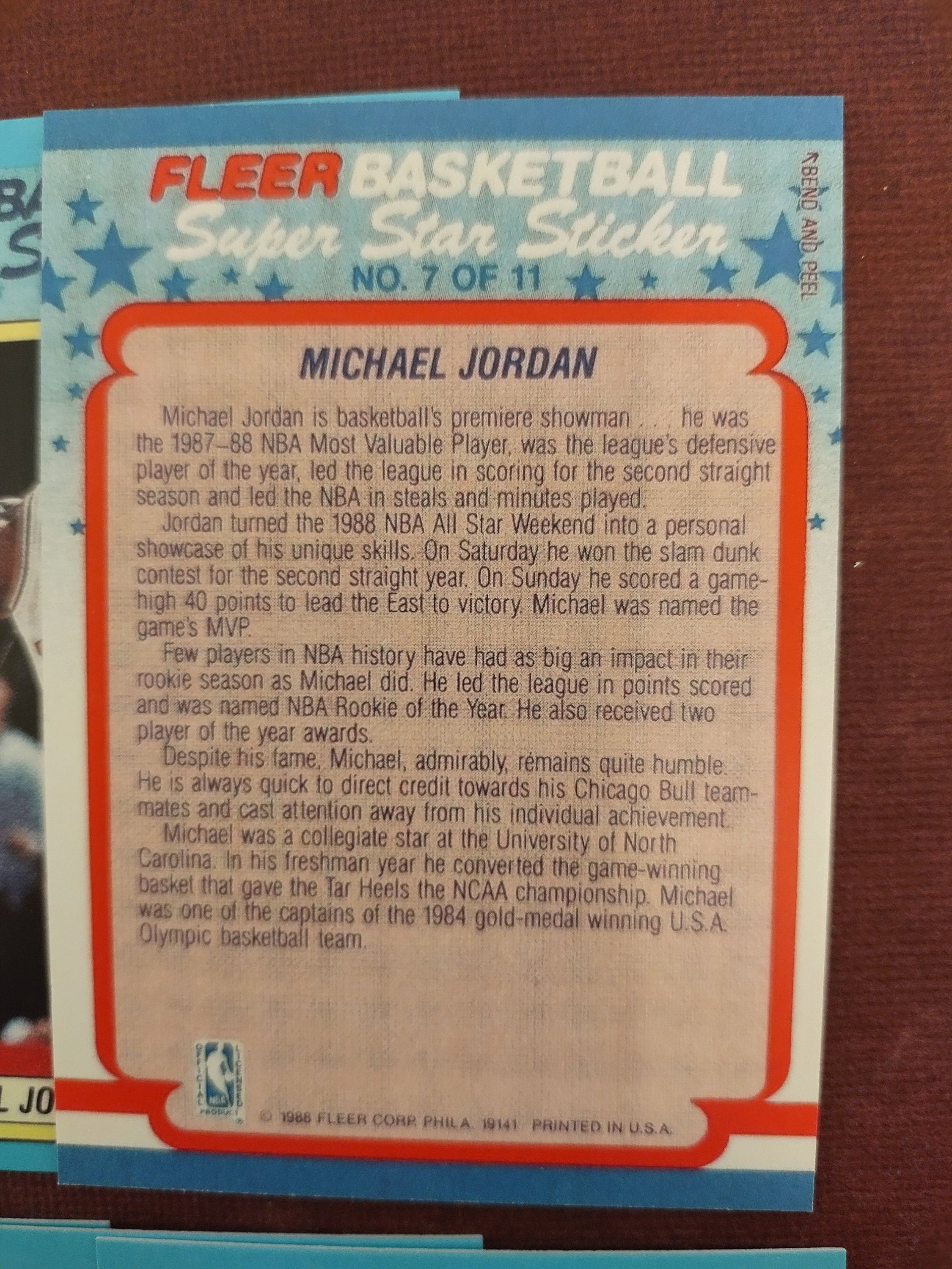 1988 fleer michael jordan reprint