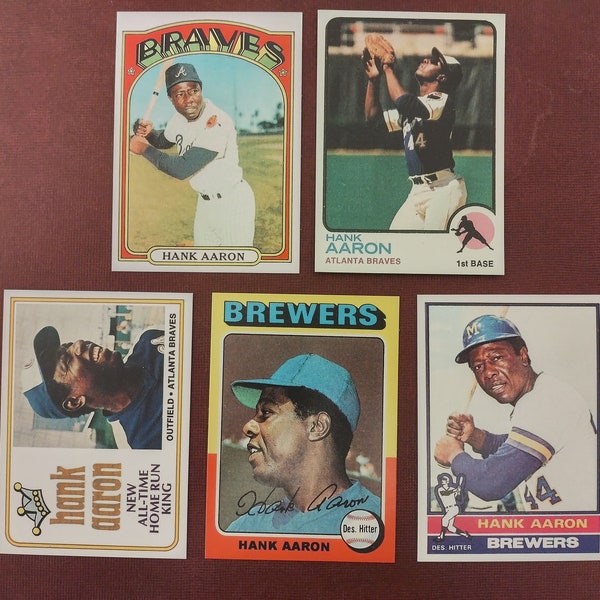 Hank Aaron Baseball card lot 1972 1973 1974 1975 1976 "Novelty cards" "Atlanta Braves" **FREE SHIPPING**