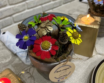 Centrotavola fatto a mano vaso di fiori segna posto natalizio bouquet fiorito