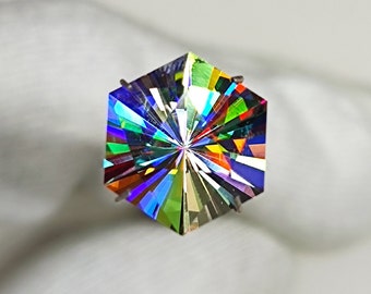 Magical Mystic Topaz Gemstone, Fantasy D20 Cut, Hexagon Shape, Jewellery Making Loose Stone