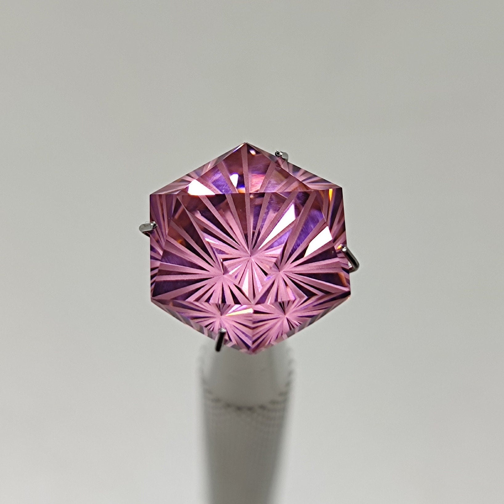 Pink Cubic Zirconia Gemstone, Ultra Fantasy Cut Stone, 12×12