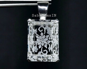 Natural Crystal Gemstone Pendant, Beautiful Flower Hand Carving, Fantasy Stone, Pendant, Carved Gemstone, Anniversary Gifts, #Sh611