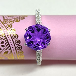 Natural Amethyst Ring, Fantasy Octagon Cut, 925 Sterling Silver Ring, Solitaire Art Deco Ring, Engagement Ring, Anniversary Gifs, #Sh553