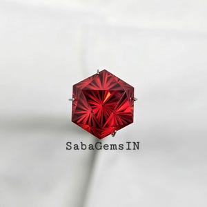 Red Cubic Zirconia Gemstone, Ultra Fantasy Cut Stone, 12×12 MM, Icosahedron Hexagon Shape, 16 Ct. Jewellery Making, Loose Gemstone, #Sh773