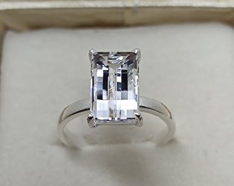 Natural Crystal, Pixel Cut Gemstone Ring, Fantasy Cut Stone, 925 Sterling Silver, Solitaire Art Deco Ring, Anniversary Gifts, #Sh633