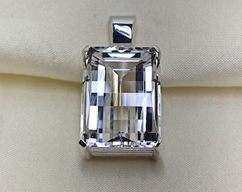 Natural Crystal, Pixel Cut Gemstone Pendant, Fantasy Cut Stone, 925 Sterling Silver, Solitaire Art Deco Pendant, Anniversary Gifts, #Sh625