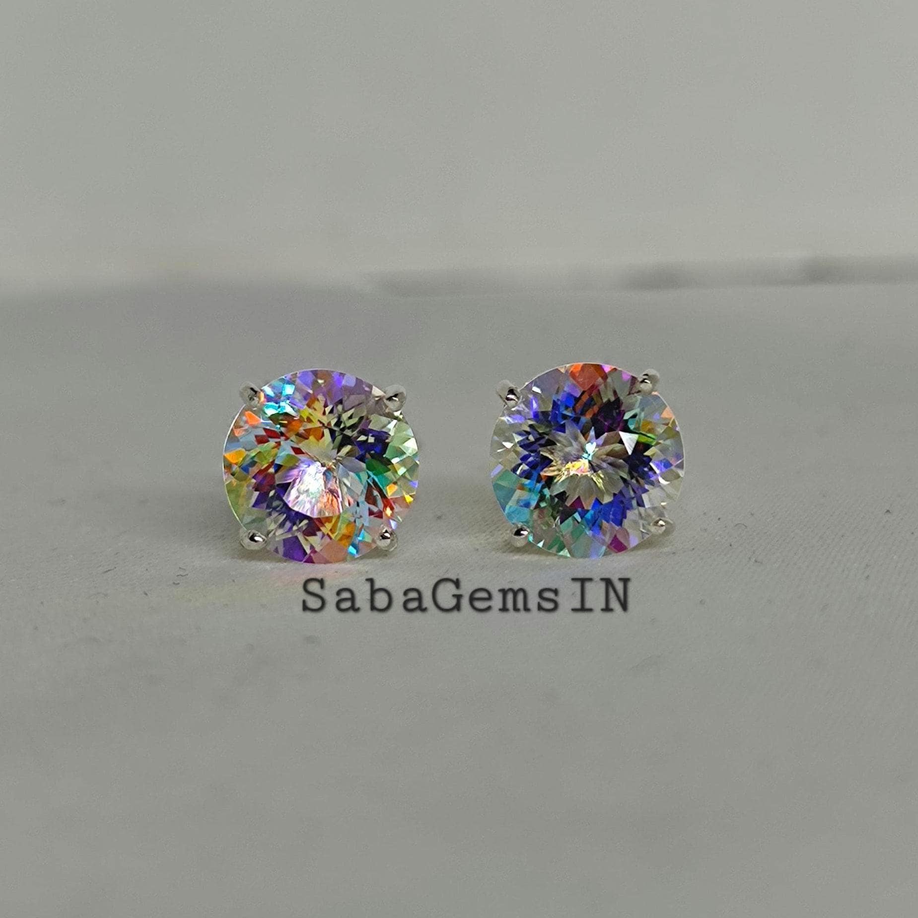 Stude Earrings, Magical Mystic Topaz Stude Earrings, 10 MM
