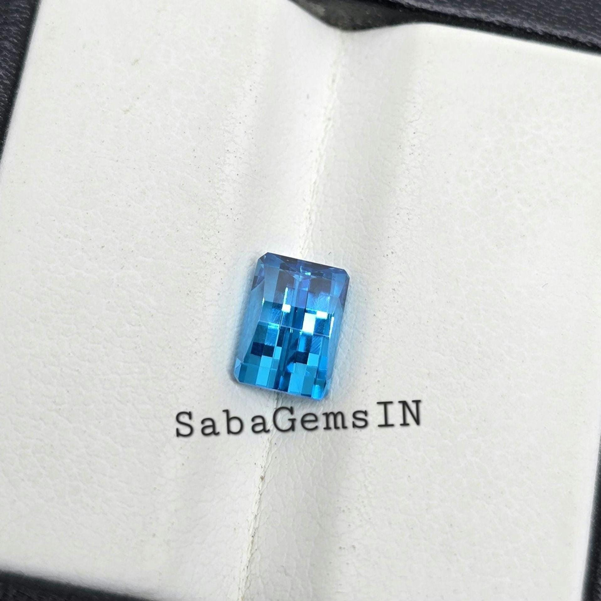キュービックジルコニア　直径5cm ブルーキュービックジルコニア宝石、ピクセルカットストーン、5×7mm
