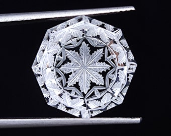 Natural Crystal Quartz Gemstone, Handcarved Octagon Pendant Stone, Jewelry Making Loose Gemstone