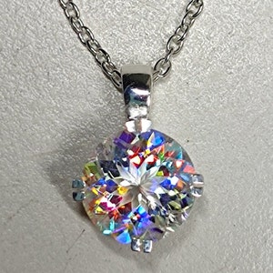 Magical Mystic Topaz Pendant, 10×10MM Portuguese Cut, 925 Sterling Silver Pendant, Solitaire Art Deco Pendant, Christmas Gift for Her,#Sh552