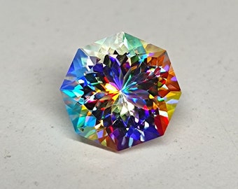 Magical Mystic Topaz Gemstone, Fantasy Cut Stone, 10×10MM, Octagon Shape, 4.70Ct. Jewelry Making, Ring & pendant Stone, Loose Gemstone#Sh621