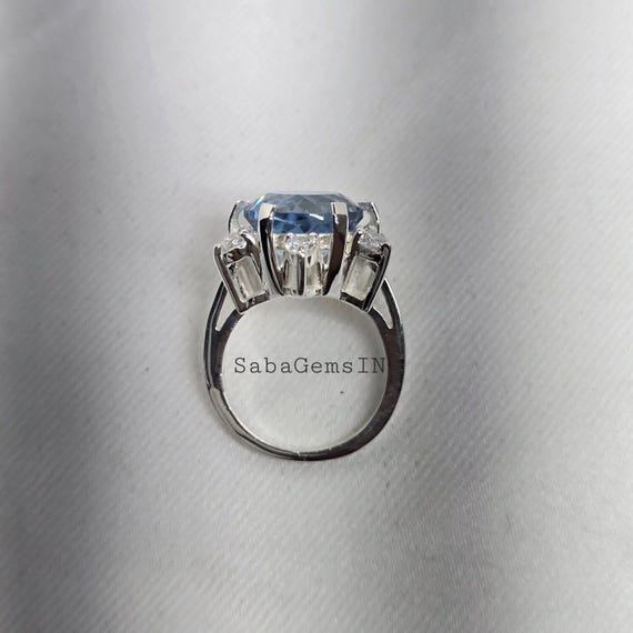 Bague De Fiançailles Octogone Solitaire - Zircone Argent 925, Taille 7, Style épuré