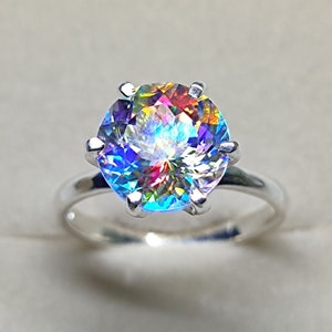 Magical Mystic Topaz-ring, Portugese snit, 925 sterlingzilveren ring, solitaire art-decoring, verlovingsring, kerstcadeaus, #Sh576