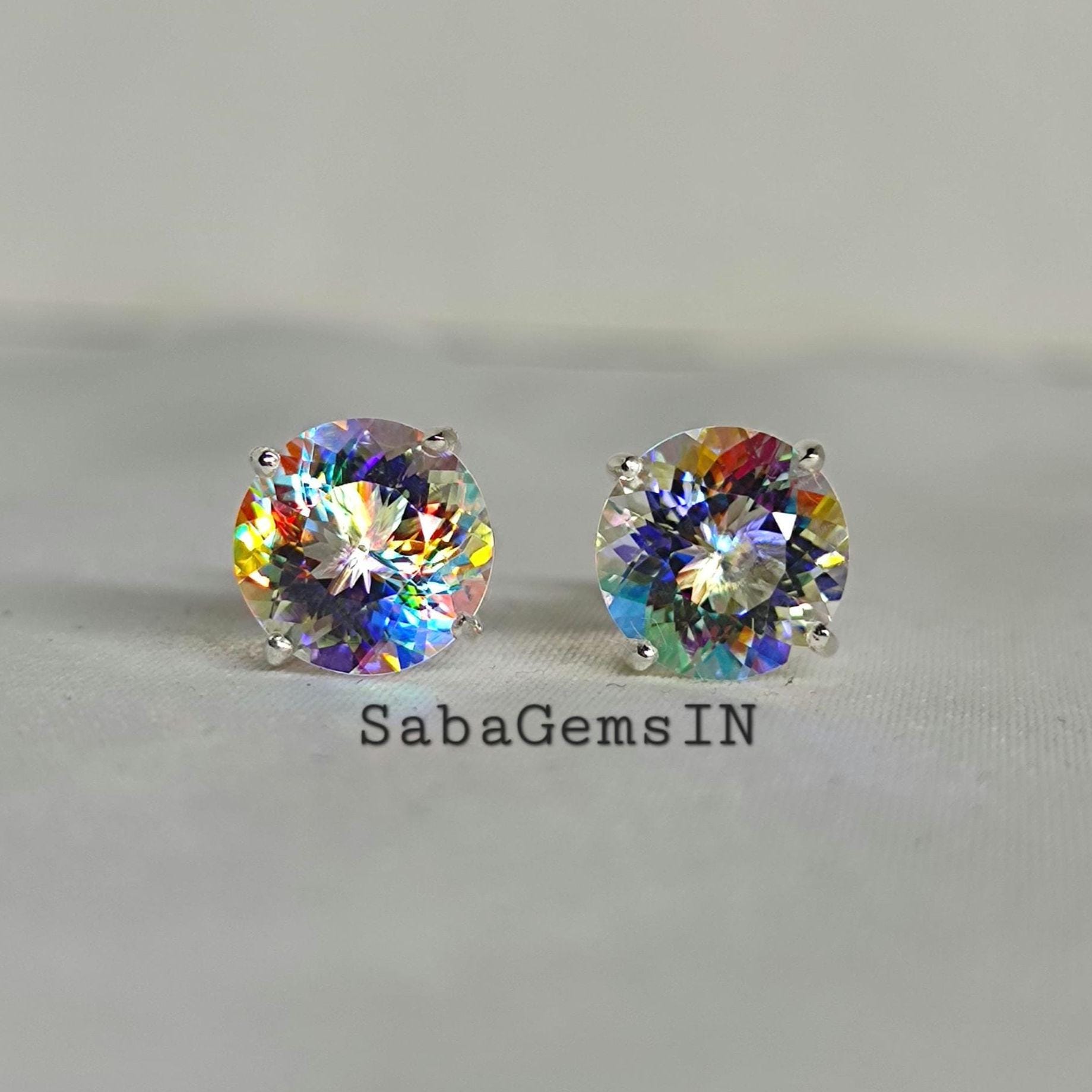 Stude Earrings, Magical Mystic Topaz Stude Earrings, 10 MM