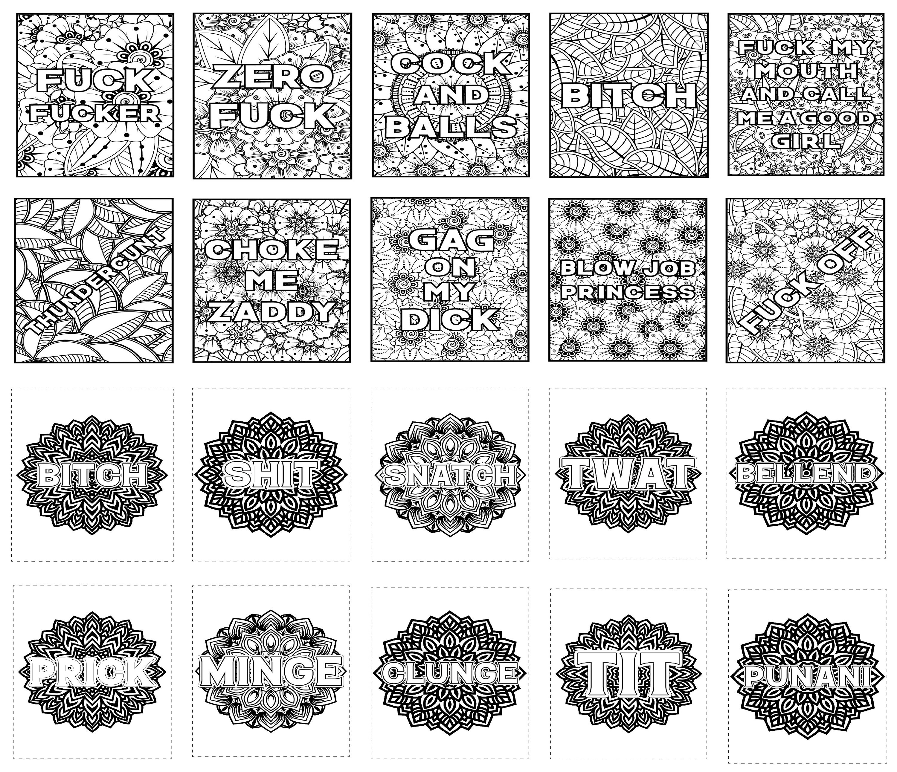 Swear Cuss Words Coloring Pages Adults 150 Cursing Words Etsy UK