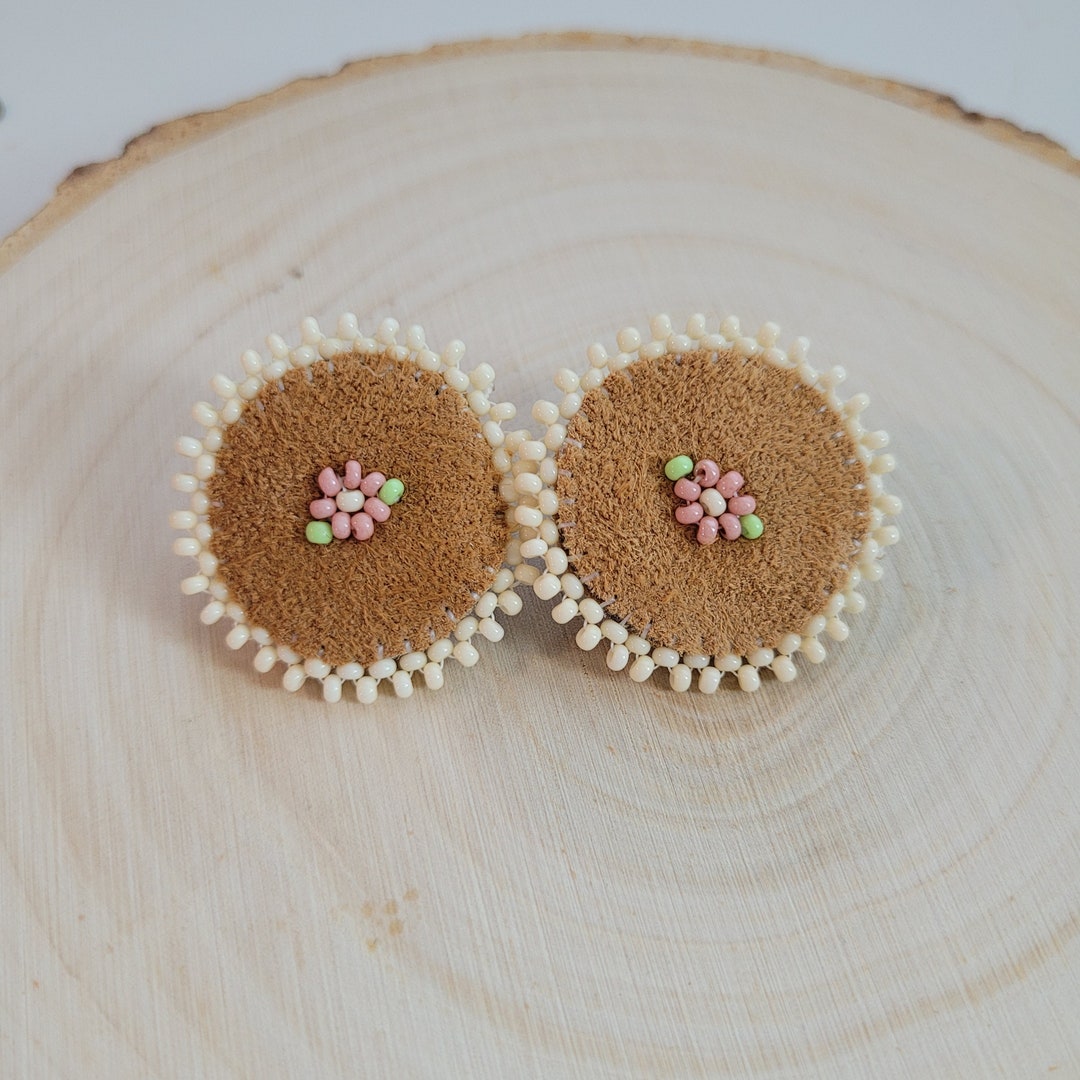 Beaded Falling Flower Fringe Earrings | Cream/Rust