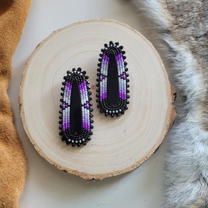 Purple | Beaded Earrings, Large Beaded Earrings, Purple Beaded Earrings
