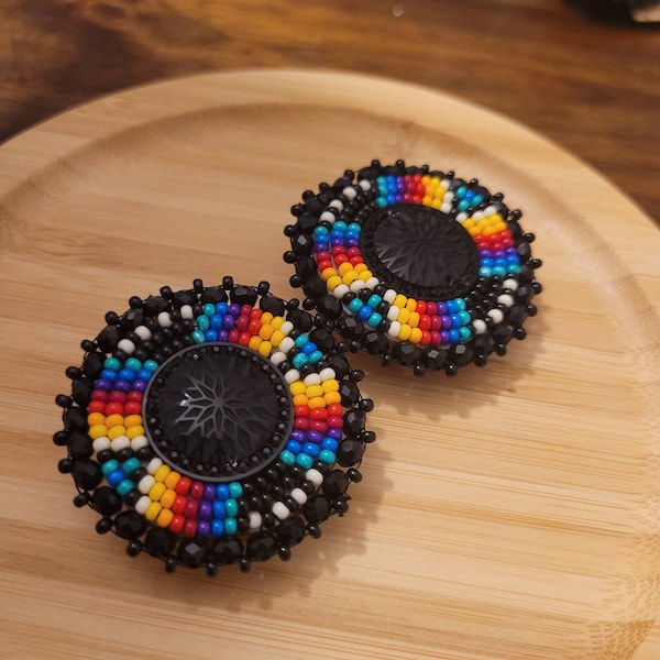 Wildflower | Round Beaded Earrings, Multicolored Beade Earrings