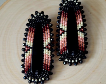 Dusty Rose | Beaded Earrings, Large Beaded Earrings, Pink and Mauve Beaded Earrings