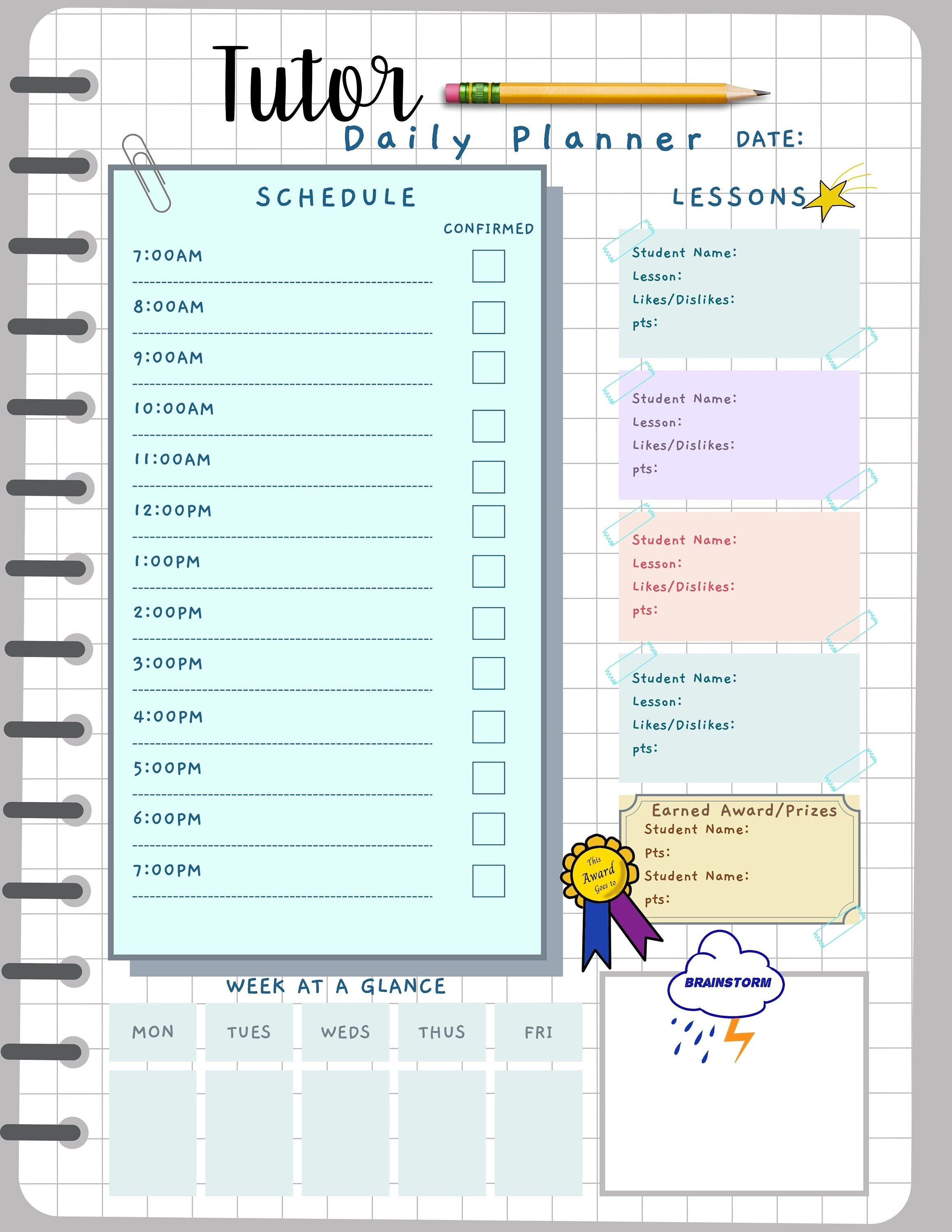 Tutor Daily Planner Digital/printable - Etsy