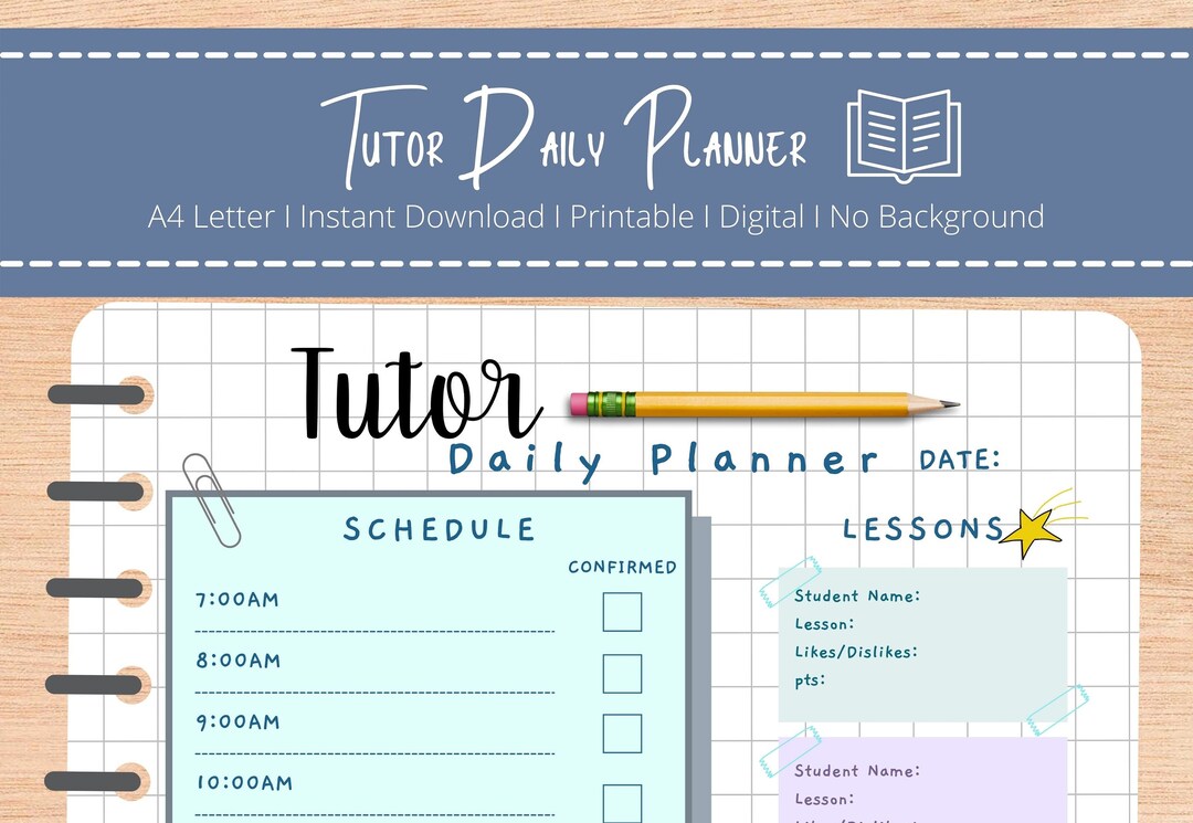 Tutor Daily Planner Digital/printable - Etsy