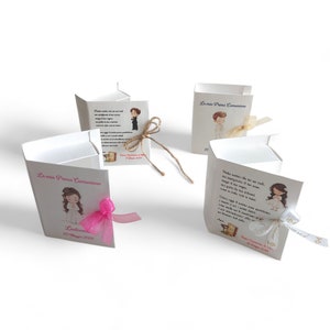 Scatolina porta confetti a forma di libro (in cartoncino rigido) personalizzabile per diretta per Prima Comunione
