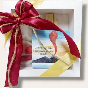 Tela con cavalletto personalizzabile,  bomboniera o segnaposto per battesimo, prima comunione, matrimonio, laurea, compleanno e anniversari