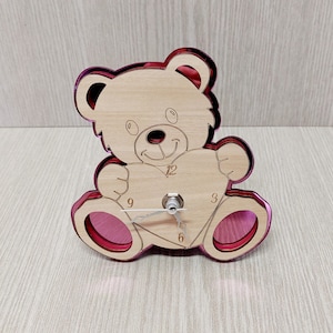 Teddy bear clock favor, for baptism and birthday