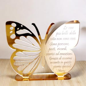 Bomboniera farfalla in plexiglass personalizzata con incisione per matrimonio, promessa, anniversario, 18 anni, cresima e altro