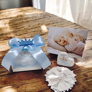 Portafoto in gesso resinato a forma di cuore o nuvola in tema Piccolo Principe, bomboniera per battesimo, prima comunione o compleanno.