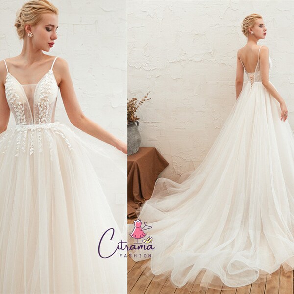 Flowy Beach Wedding Dress Etsy