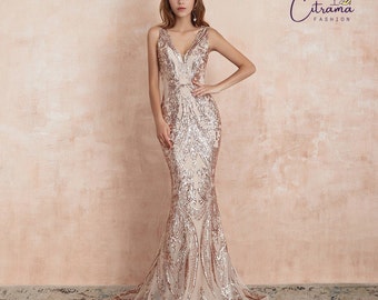 black trumpet evening gown