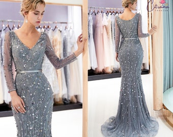 Long Sleeve Prom Dress - Etsy