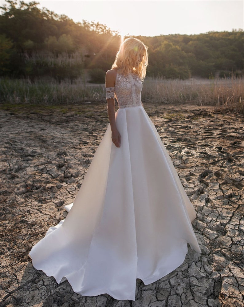 Bohemian Cutout Lace Wedding Dresses 2022handmade A Line - Etsy