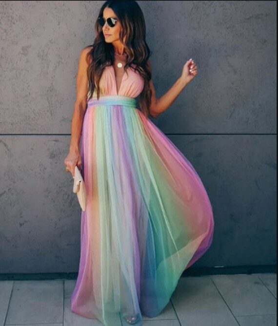 French Rainbow Fairy Dress Vintage Milkmaid Fairy Dress Gauzy - Etsy