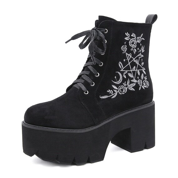 Gothic Laarzen Vrouwen Goth Zwarte Schoenen Punk Platform - Etsy Nederland