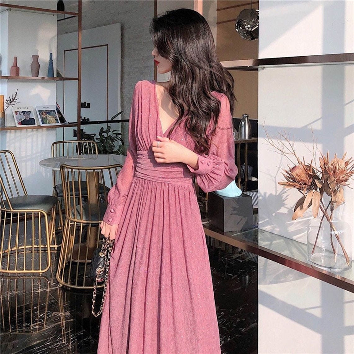 Women Winter Formal Dress Long Sleeve Formal Fairy Prom Etsy