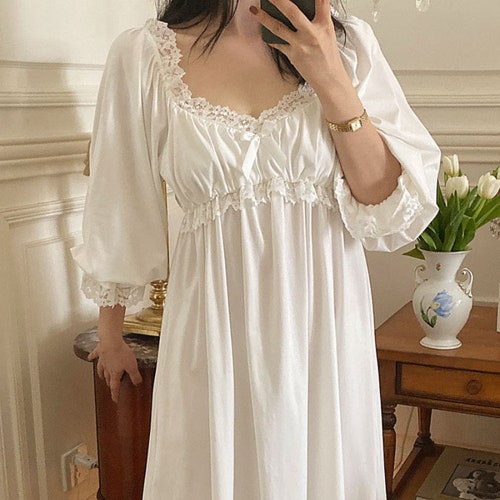 Vintage Nightgown Romantic Cotton Dress Vinatge Sleepwear Etsy