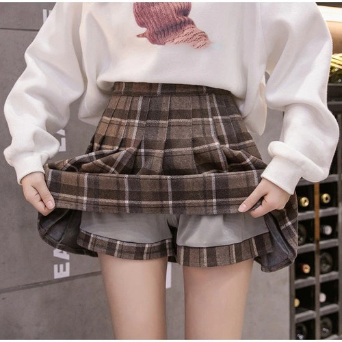 Pleated Korean Plaid A Line Skirt / Dark Academia Clothing for - Etsy