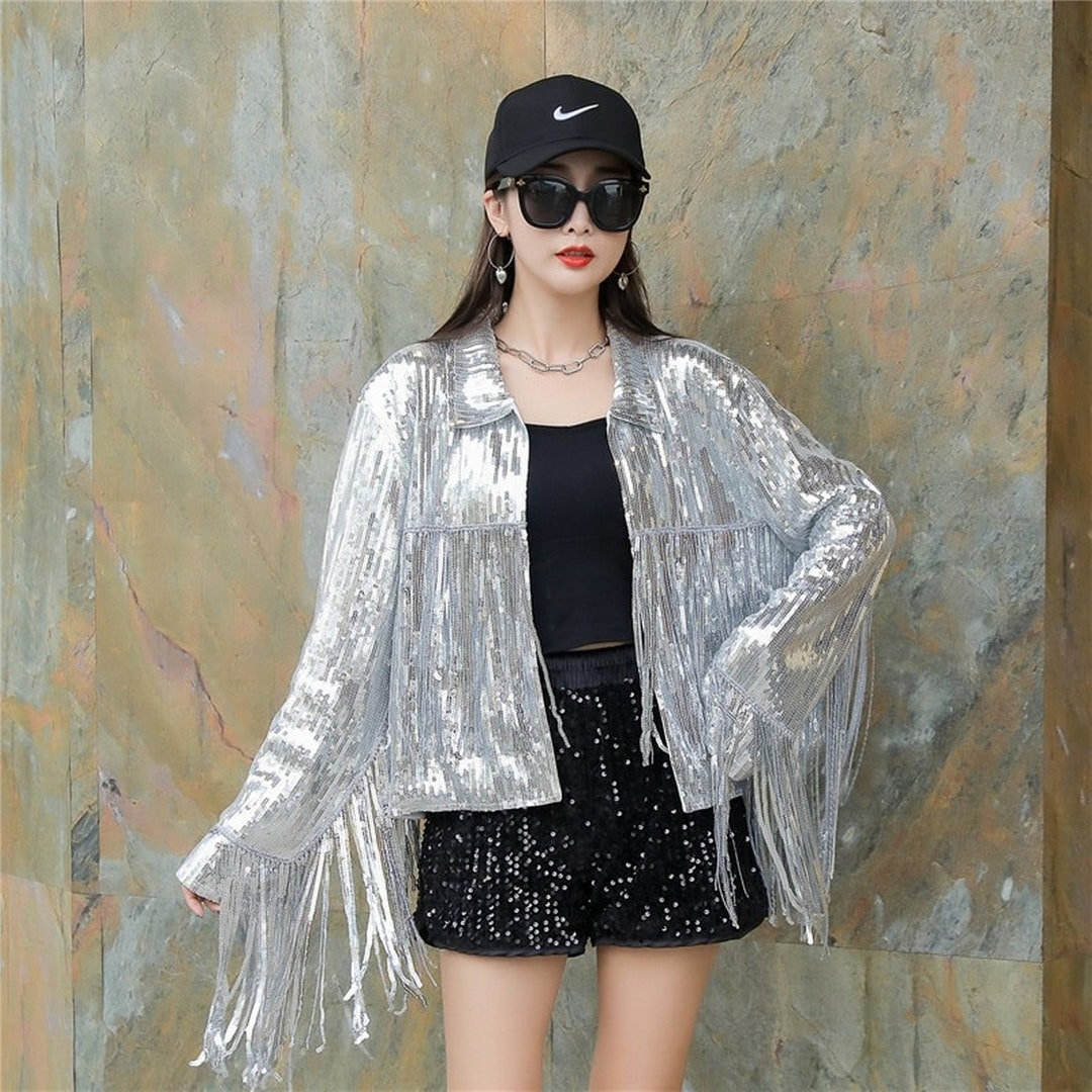 Women Sequin Jacket Vintage Fringed Coat Boho Jacket Tassels - Etsy