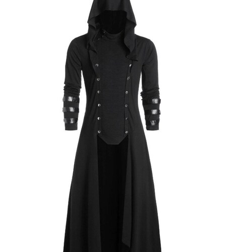 Mens Coat Long Jacket Gothic Steampunk Cloak Hooded Trench - Etsy