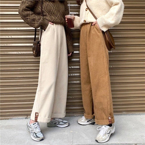 Men Corduroy Pants Y2k Baggy Pants Wide Leg Pants High - Etsy