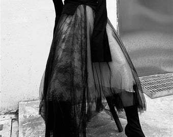 Black Goth Maxi Skirt Gothic Witchcraft Victorian Elegant Vampire Cosplay Costume Wiccan Skirt Gift Cute Alternative Clothing