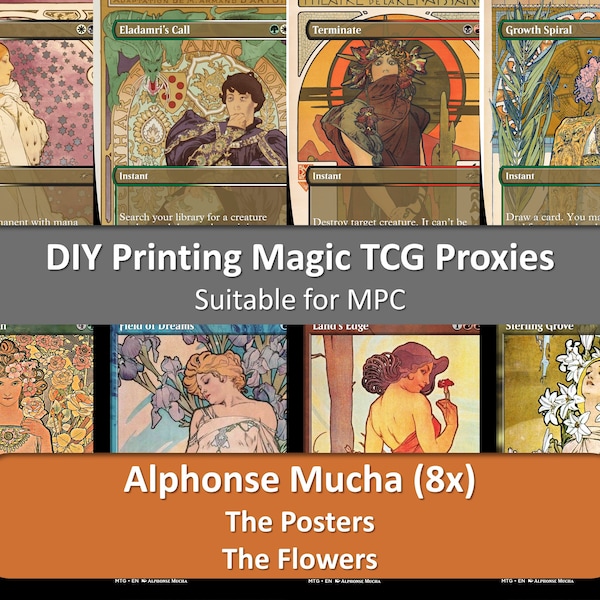 Art Nouveau: Alphonse Mucha, Posters & The Flowers (DIY print MTG Proxy)