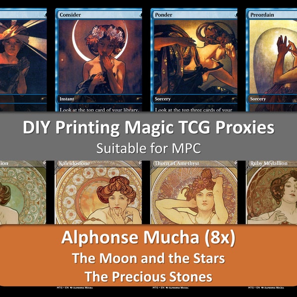 Art Nouveau: Alphonse Mucha, Moon, Stars & Stones (DIY print MTG Proxy)